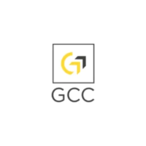 Logo GCC avec flèche noire et jaune